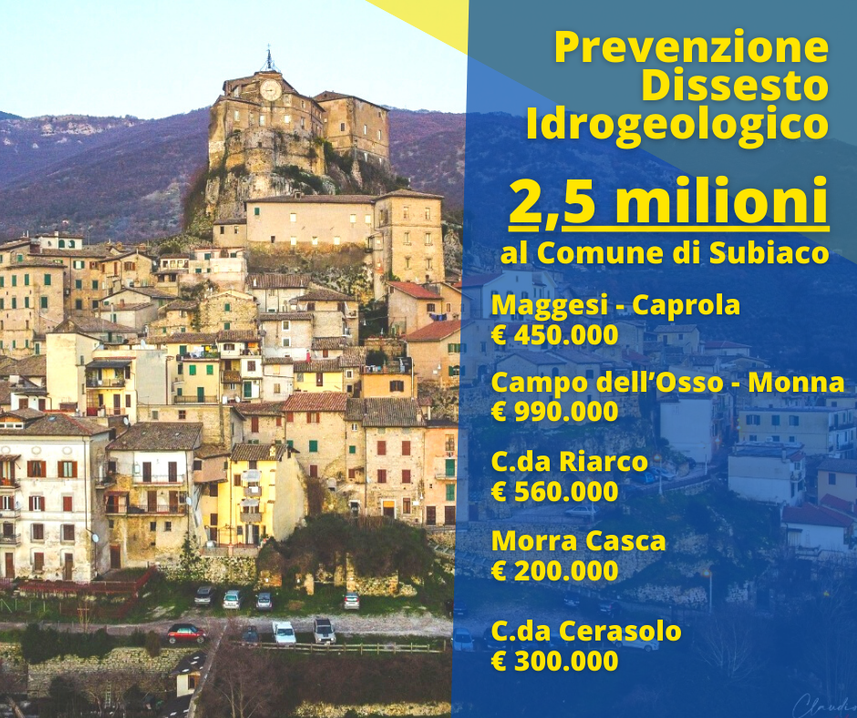 Dissesto Idrogeologico Finanziate Opere Al Comune Di Subiaco Per